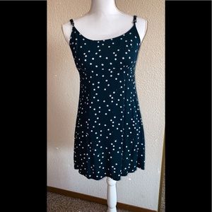 Navy blue polka dot mini dress